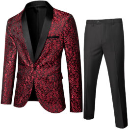 Mens Business Casual Slim Fit Two piece design Suit