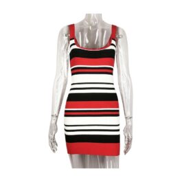 Women’s Sexy Backless Versatile Fashion Striped Hot Girl Sling Dress Casual smartwear