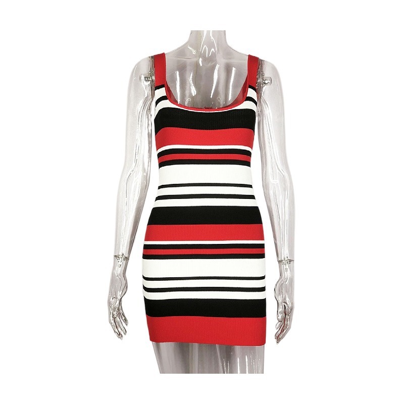 Women's Sexy Backless Versatile Fashion Striped Hot Girl Sling Dress Casual smartwear - Image 5