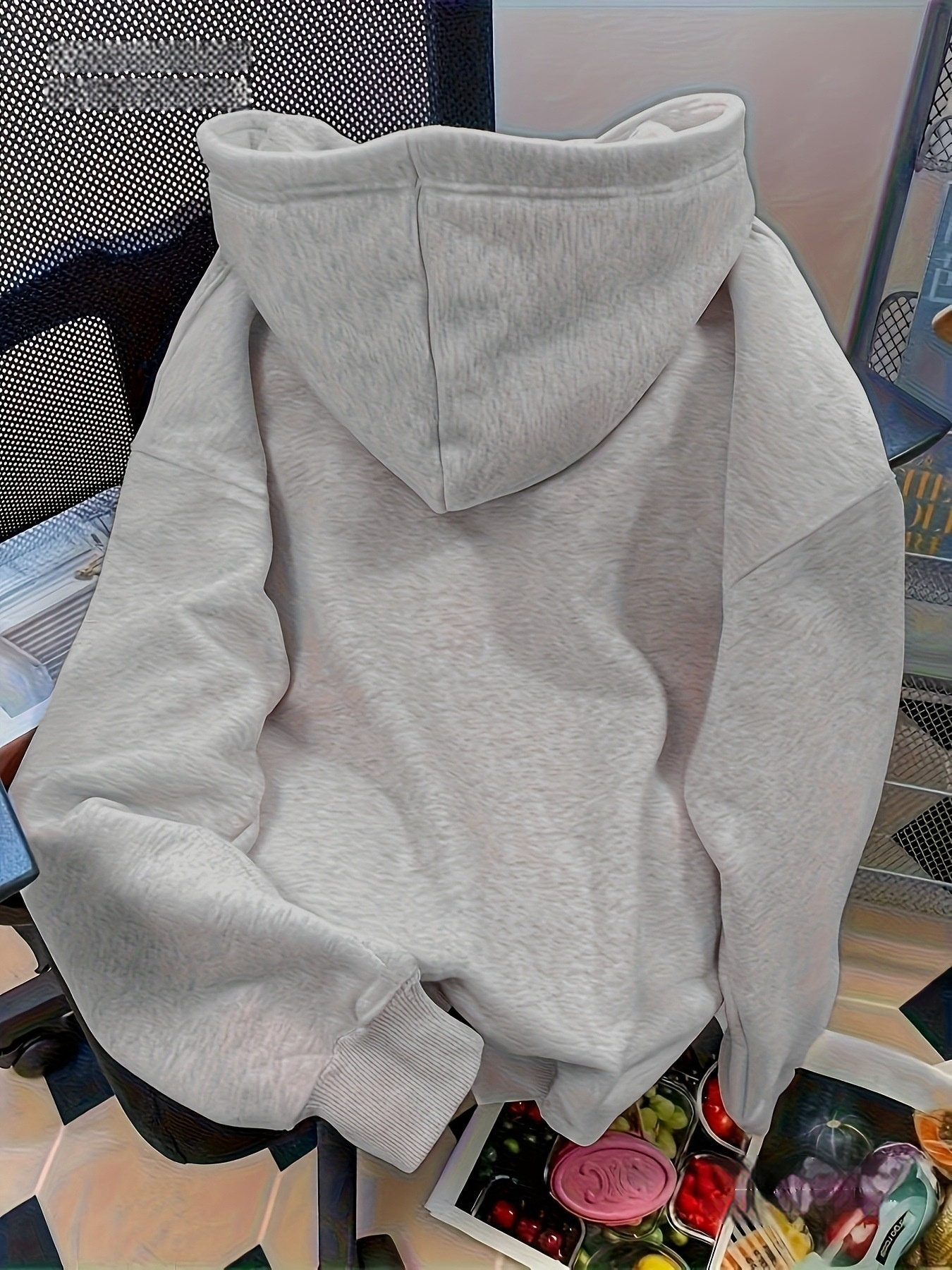 Women's Hoodie Light Gray Pullover Australian Surfing Pattern - Image 3