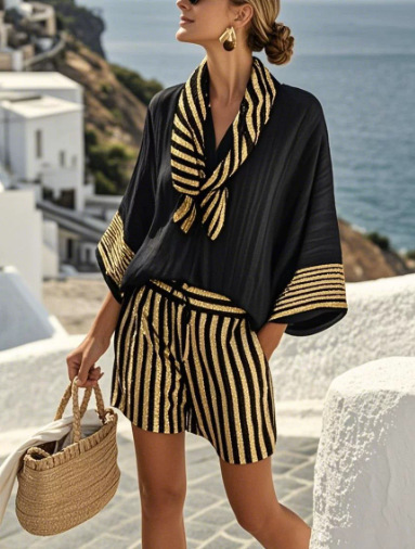 European American Hot Digital Printing Top For Women Summer Loose Leisure Suit - Image 6