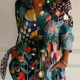 Ladies Trendy Long-sleeve Printed 3D Pattern Design Shirt Top