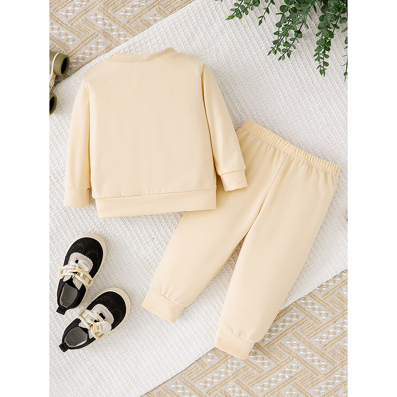 Baby Girl 2 Pieces Christmas Outfits MERRY Christmas Letter Print Round Neck Long Sleeve Sweatshirt Pants Set - Image 4