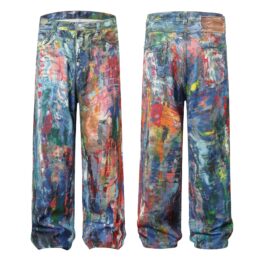 Mens New Spring Retro Heavy Industry Loose Design Jeans