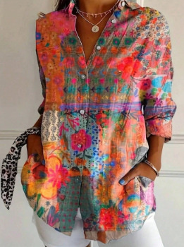 Ladies Trendy Long-sleeve Printed 3D Pattern Design Shirt Top - Image 7
