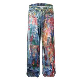 Mens New Spring Retro Heavy Industry Loose Design Jeans