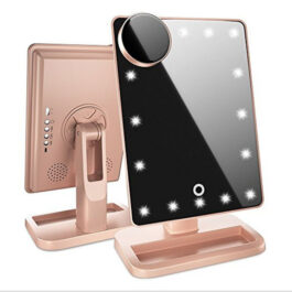 Touch Screen Makeup Mirror 20 LED 10X Magnifying Light Bluetooth Music Speaker
