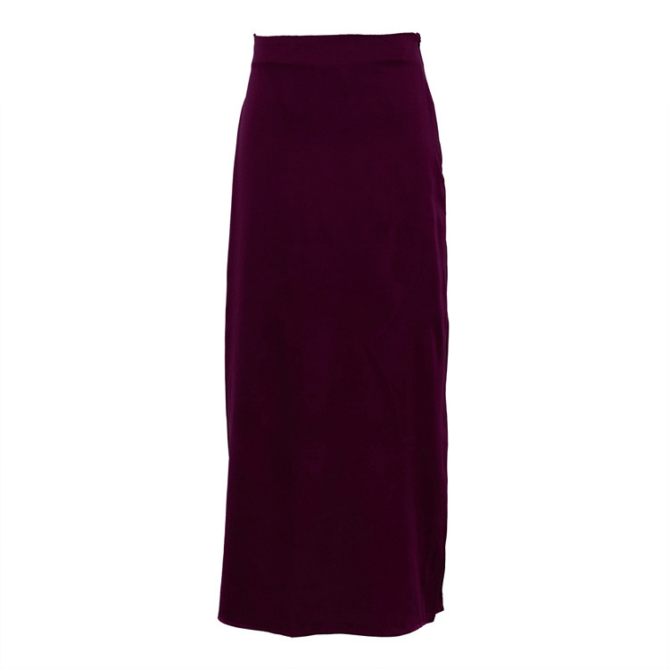 Women Fashion Pure Color Minimal Versatile High Waist Long Skirt - Image 3