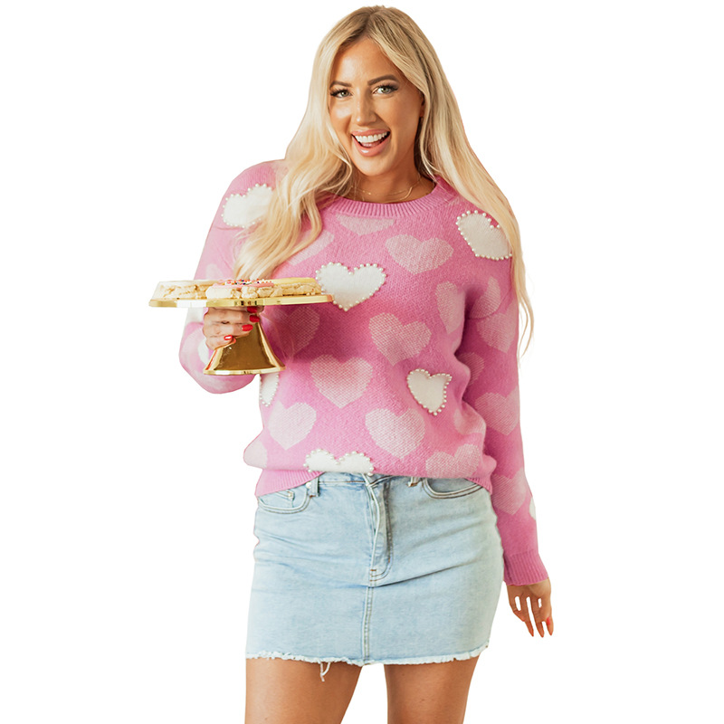 Autumn Crew Neck Women's European And American Inserted Beads Sweater - Image 4