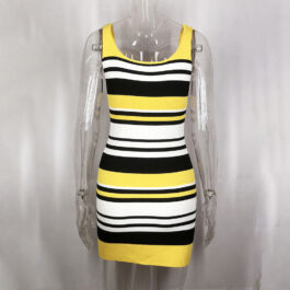 Women’s Sexy Backless Versatile Fashion Striped Hot Girl Sling Dress Casual smartwear