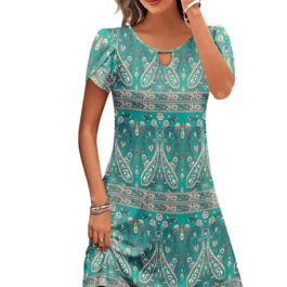 Women’s Digital Printing Pocket Dress Loose