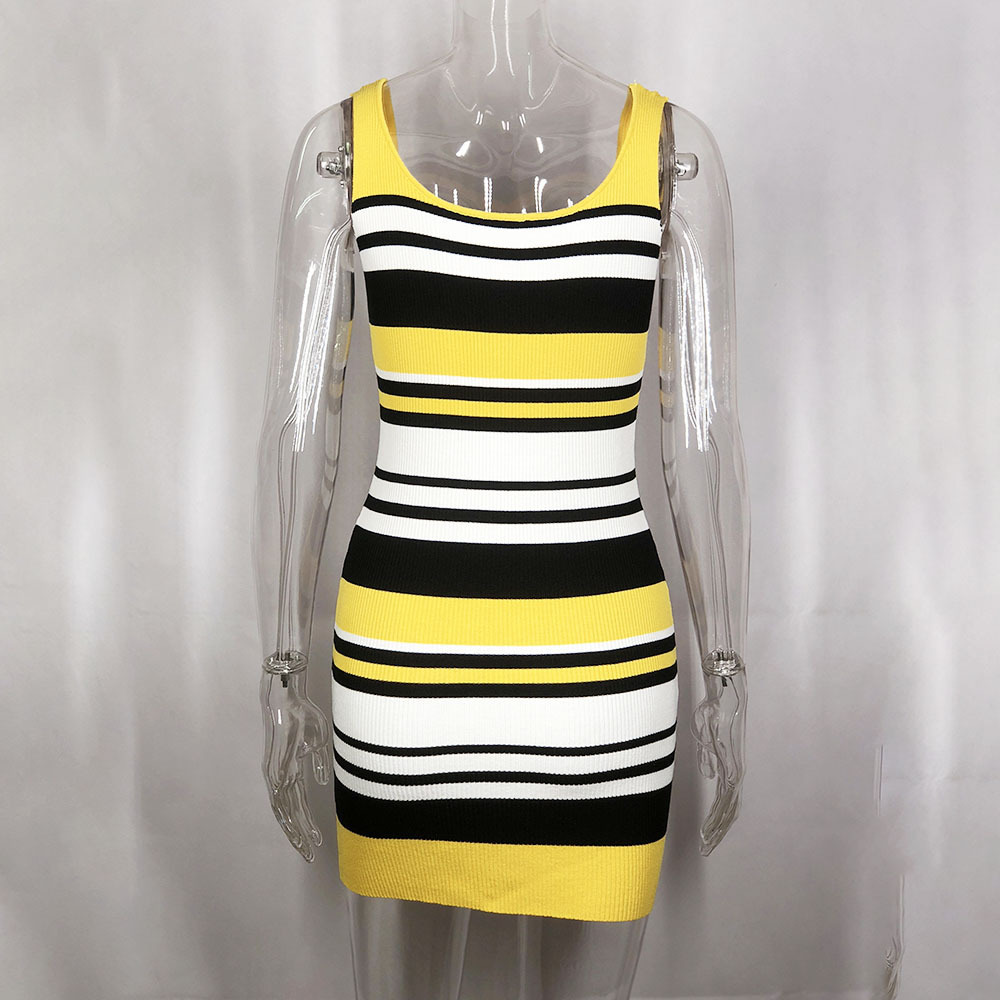 Women's Sexy Backless Versatile Fashion Striped Hot Girl Sling Dress Casual smartwear - Image 2
