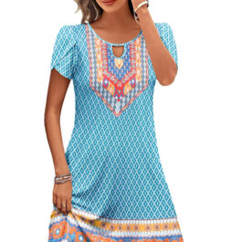 Women’s Digital Printing Pocket Dress Loose