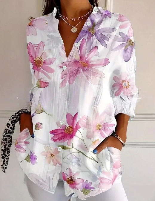 Ladies Trendy Long-sleeve Printed 3D Pattern Design Shirt Top - Image 3