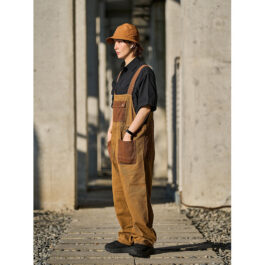 Loose Trendy Mens Retro Khaki Suspender Overalls Dungarees