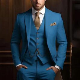Mens High-grade Gentleman Temperament Slim Suit Threepiece Wedding Event Occasion