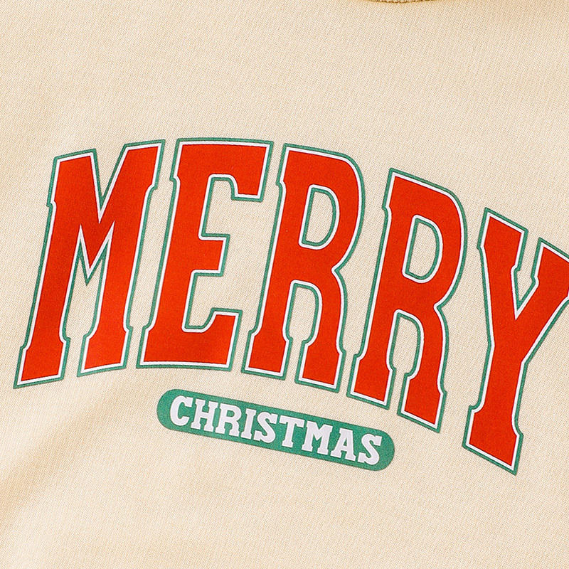 Baby Girl 2 Pieces Christmas Outfits MERRY Christmas Letter Print Round Neck Long Sleeve Sweatshirt Pants Set - Image 10