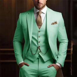 Mens High-grade Gentleman Temperament Slim Suit Threepiece Wedding Event Occasion