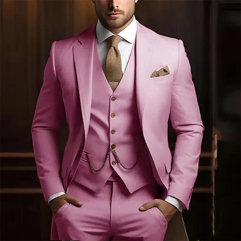Mens High-grade Gentleman Temperament Slim Suit Threepiece Wedding Event Occasion - Image 10