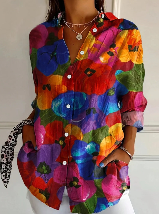 Ladies Trendy Long-sleeve Printed 3D Pattern Design Shirt Top - Image 2