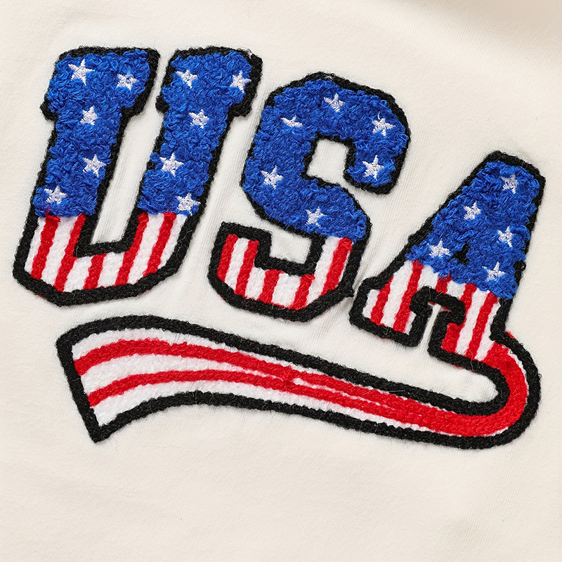Infant Baby Boy 4th July Outfit Set USA Letter Print Color Block T-Shirt Shorts Independence Day Celebration - Image 3