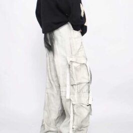 Splash Ink Multi-pocket Cargo Pants Men Loose Straight Mopping Pants