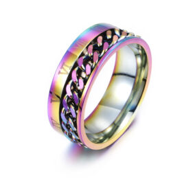 Roman Letter Rotatable Chain Rings Men Digital Titanium Steel Ring Couple High Quality Multi-functional Bottle Opener Spinner Punk Gifts