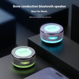 Small Wireless Bone Conduction Bluetooth Vibration Speaker Color LED Light Portable Surface Absorption