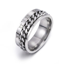 Roman Letter Rotatable Chain Rings Men Digital Titanium Steel Ring Couple High Quality Multi-functional Bottle Opener Spinner Punk Gifts