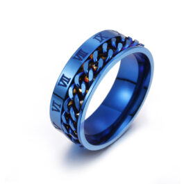 Roman Letter Rotatable Chain Rings Men Digital Titanium Steel Ring Couple High Quality Multi-functional Bottle Opener Spinner Punk Gifts