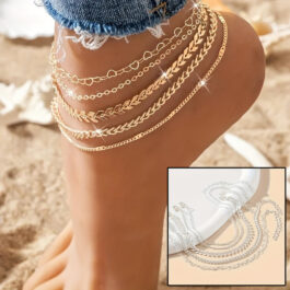 Bohemian Airplane Chain Fashion Design Heart-shaped Anklets Women Summer Beach On Foot Chain Jewelry