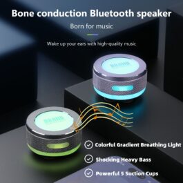 Small Wireless Bone Conduction Bluetooth Vibration Speaker Color LED Light Portable Surface Absorption