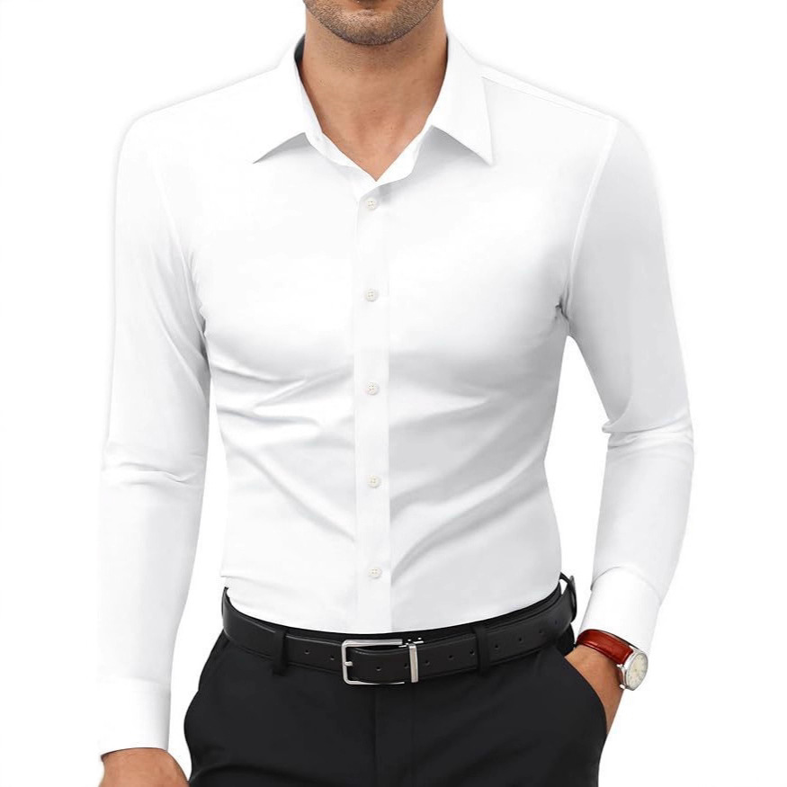 Mens Slim-Fit Solid-Color Work Shirt From Europe And The US - Image 10