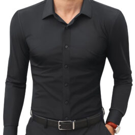 Mens Slim-Fit Solid-Color Work Shirt From Europe And The US