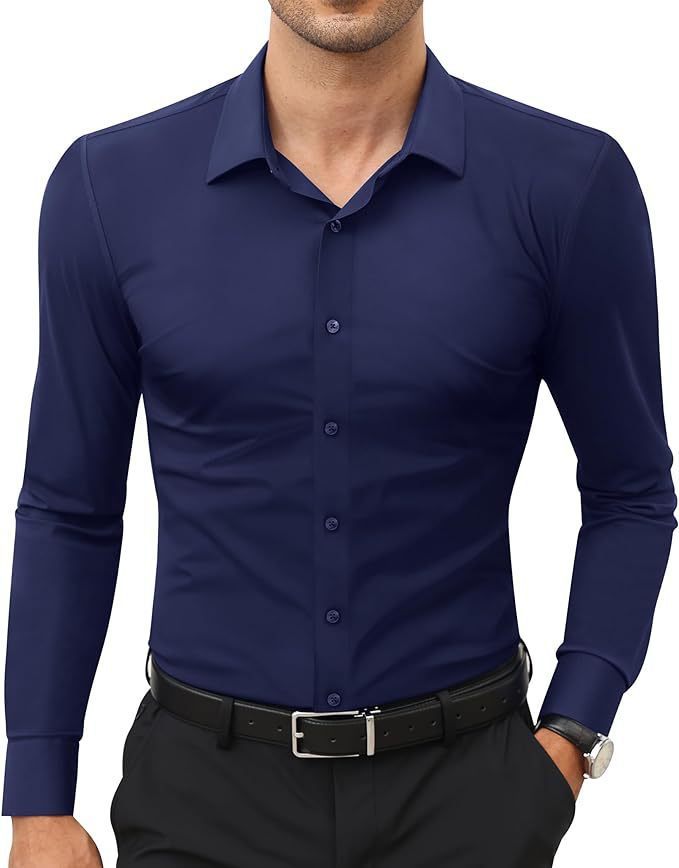 Mens Slim-Fit Solid-Color Work Shirt From Europe And The US - Image 7