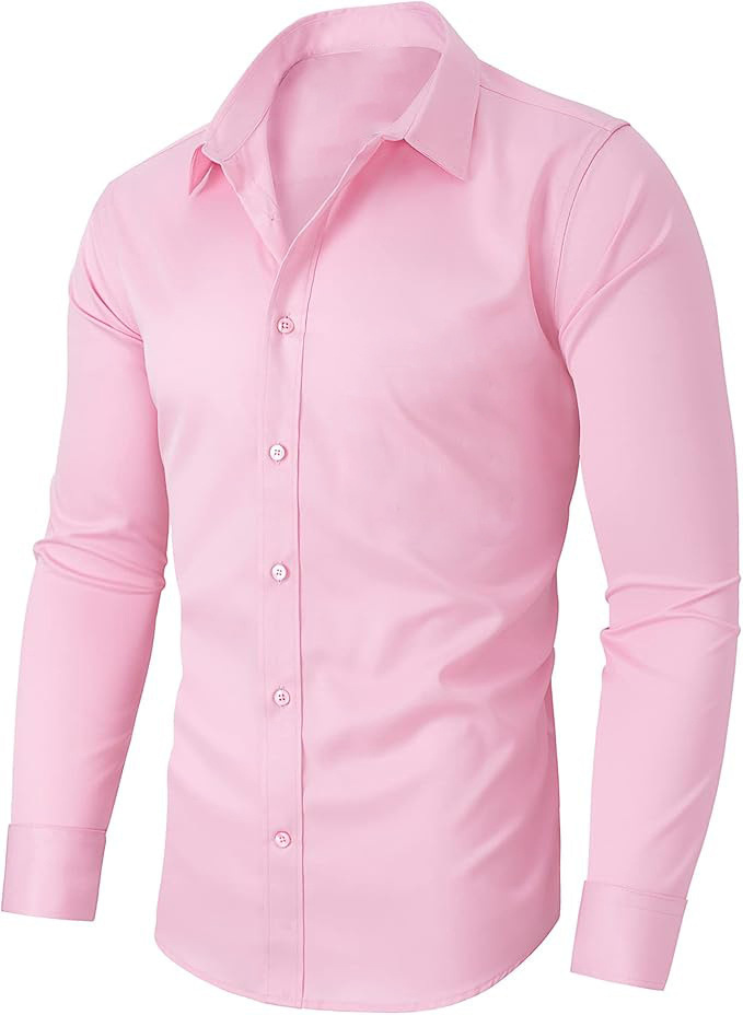 Mens Slim-Fit Solid-Color Work Shirt From Europe And The US - Image 6